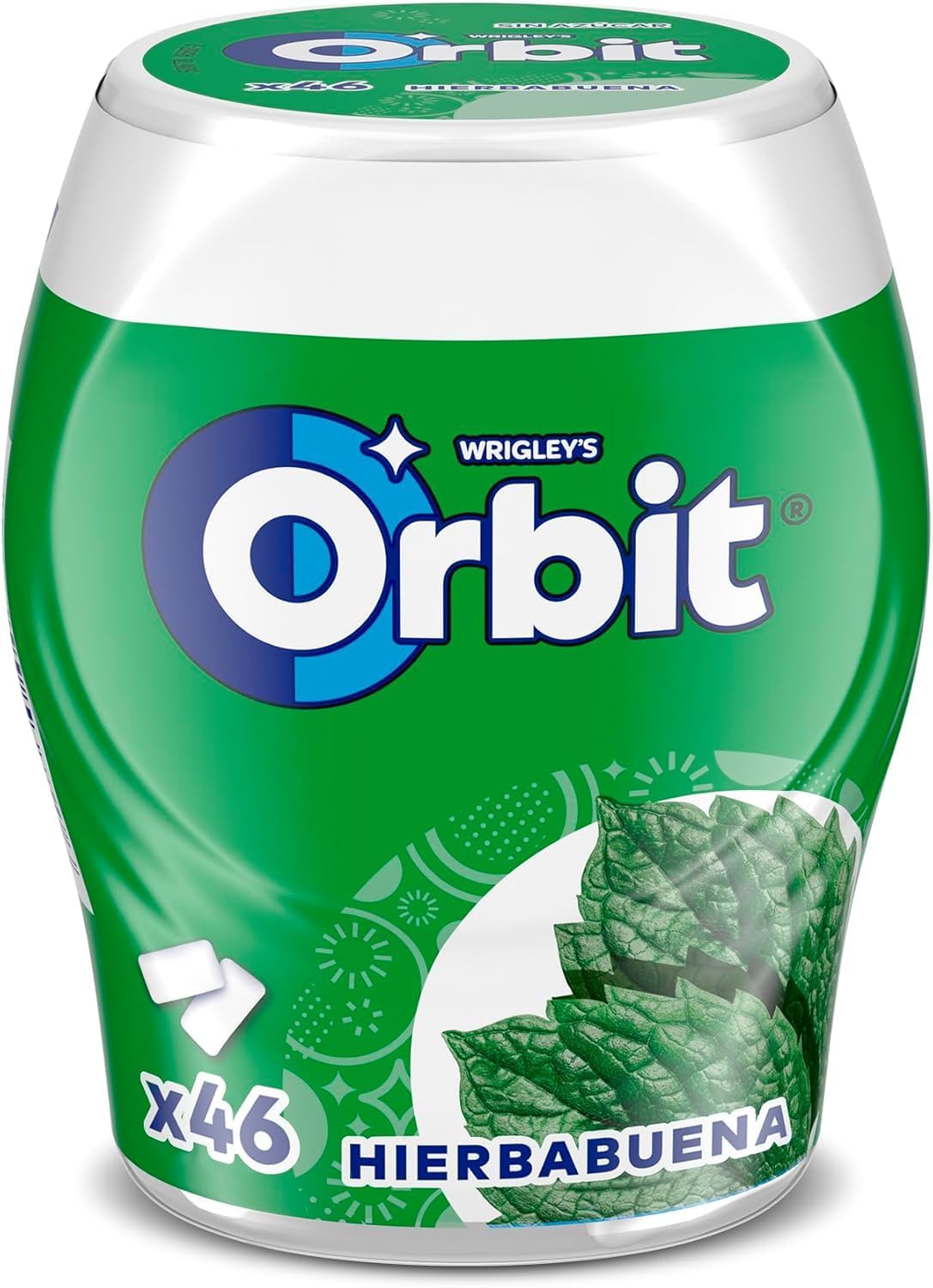 Detalle 1 de Orbit Bote de Chicles Sin Azúcar Hierbabuena 🌿 Larga Duración (6x46)