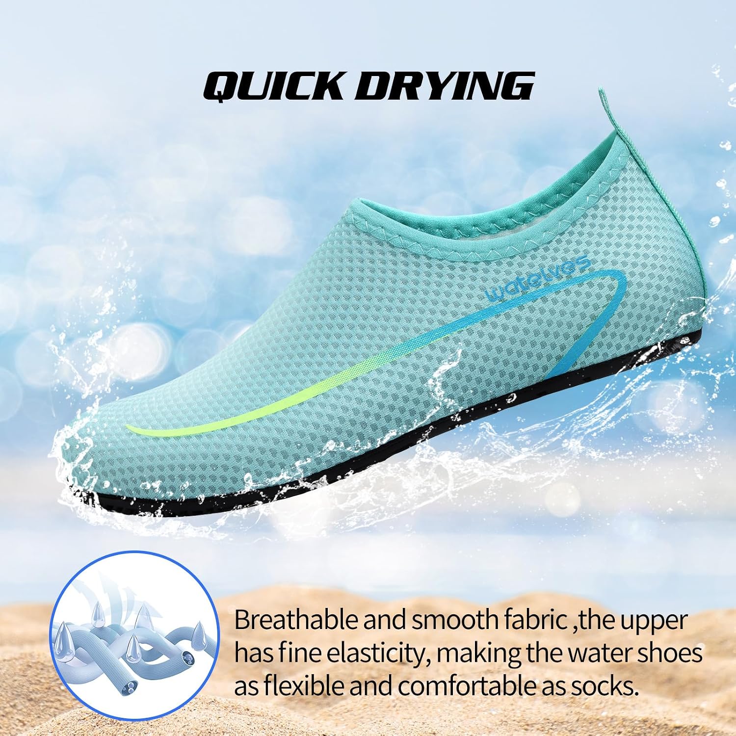 Detalle de WateLves Wasserschuhe für Damen & Herren (34–47 EU) – schnell trocknend, atmungsaktiv, Slip-on