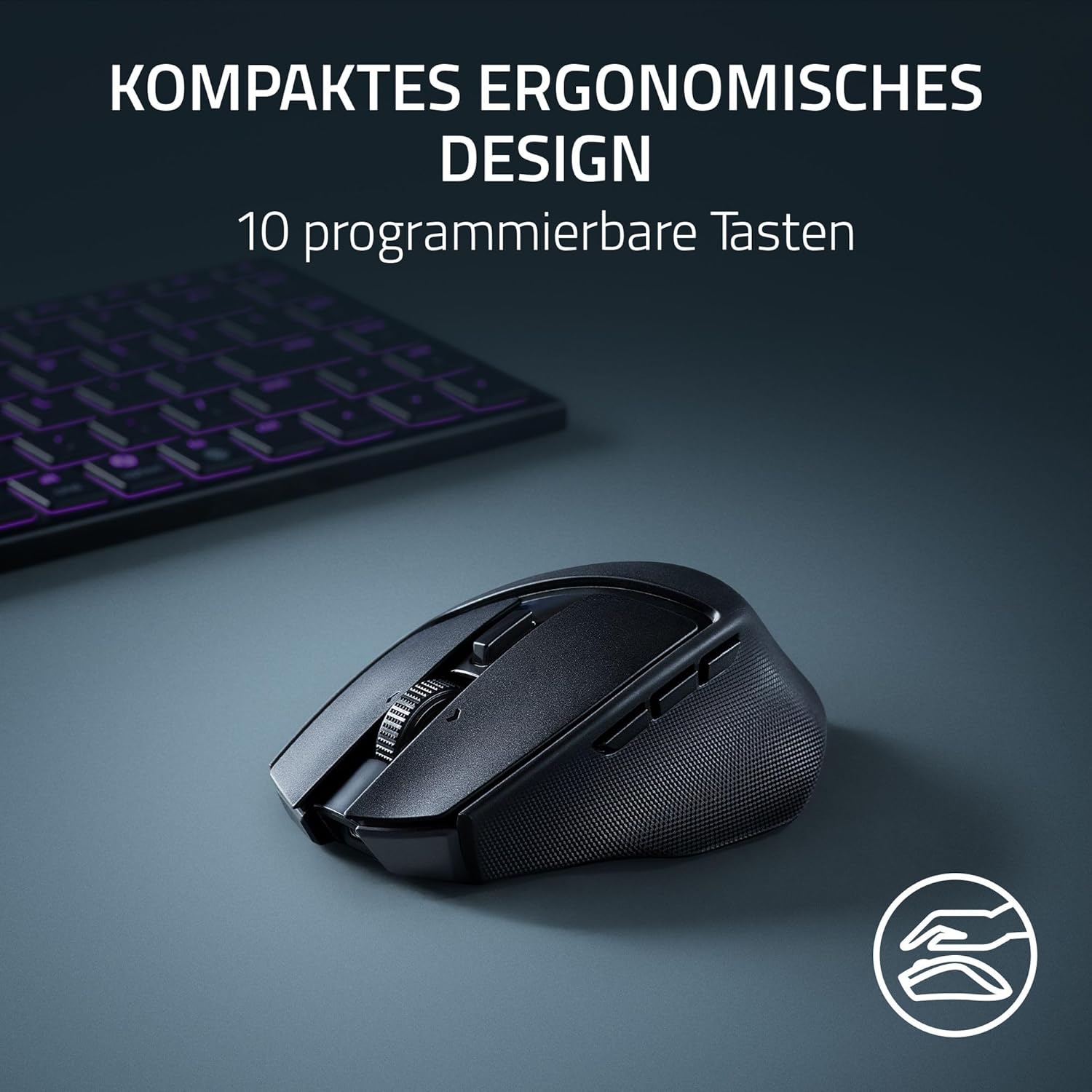 Thumbnail 3 de Razer Basilisk Mobile – kompakte kabellose Gaming-Maus mit Focus X 18K Sensor und Tri-Mode-Konnektivität (AI Prompt Master) Schwarz