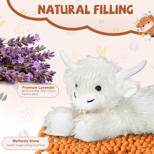 Detalle de Highland Cow Heatable Weighted Plush with Lavender Scent by HBPLN