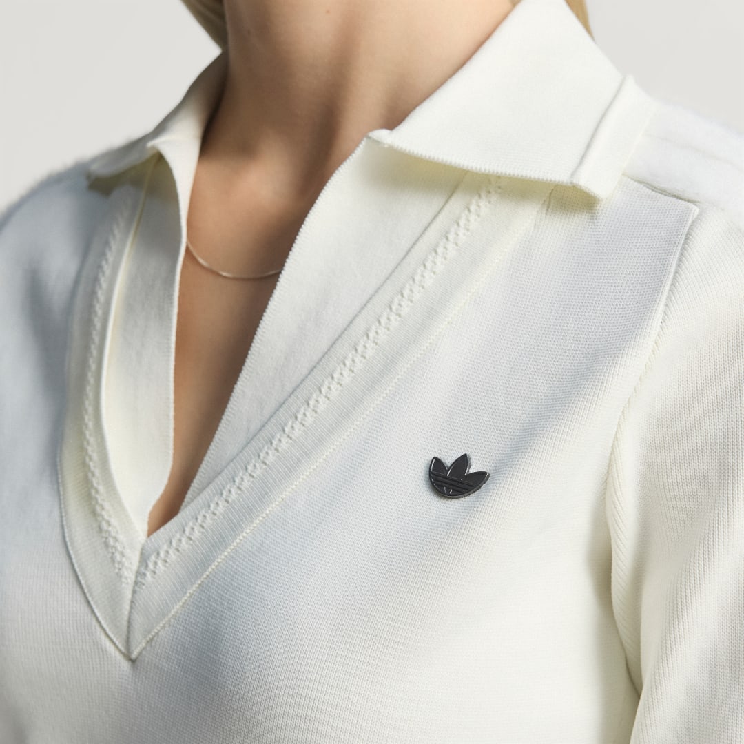 Detalle 2 de Vestido manga larga con cuello Adidas en blanco