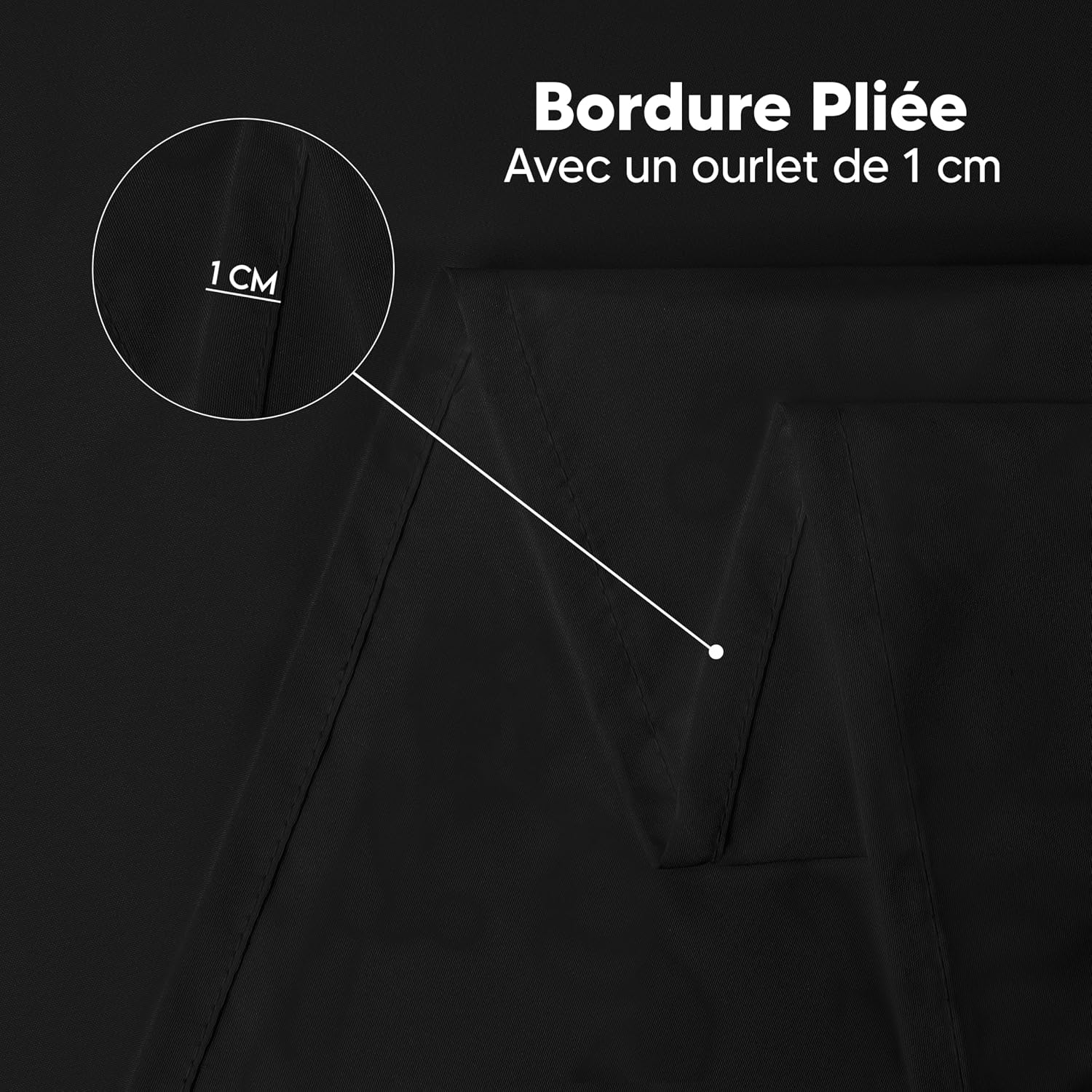 Detalle de Nappe Rectangulaire Utopia Kitchen 140 x 240 cm – Noir, lavable en machine