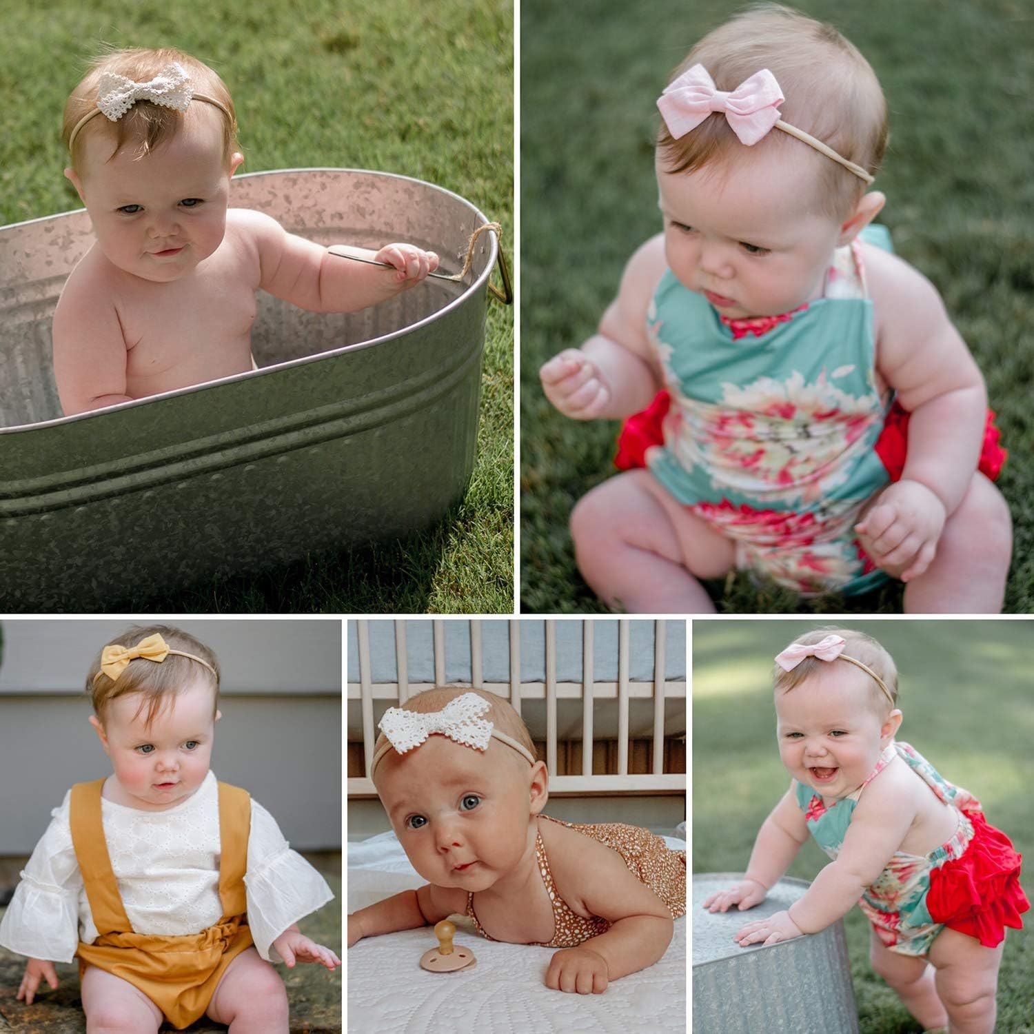 Thumbnail 2 de DRESHOW Baby Girl Headbands and Hair Bows – 10-pack nylon headbands with assorted bow styles