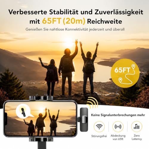 Thumbnail 3 de Qhot Kabelloses Lavalier Mikrofon für iPhone, Android & Handy – USB-C & Lightning, 10h Akku, 2,4 GHz Wireless