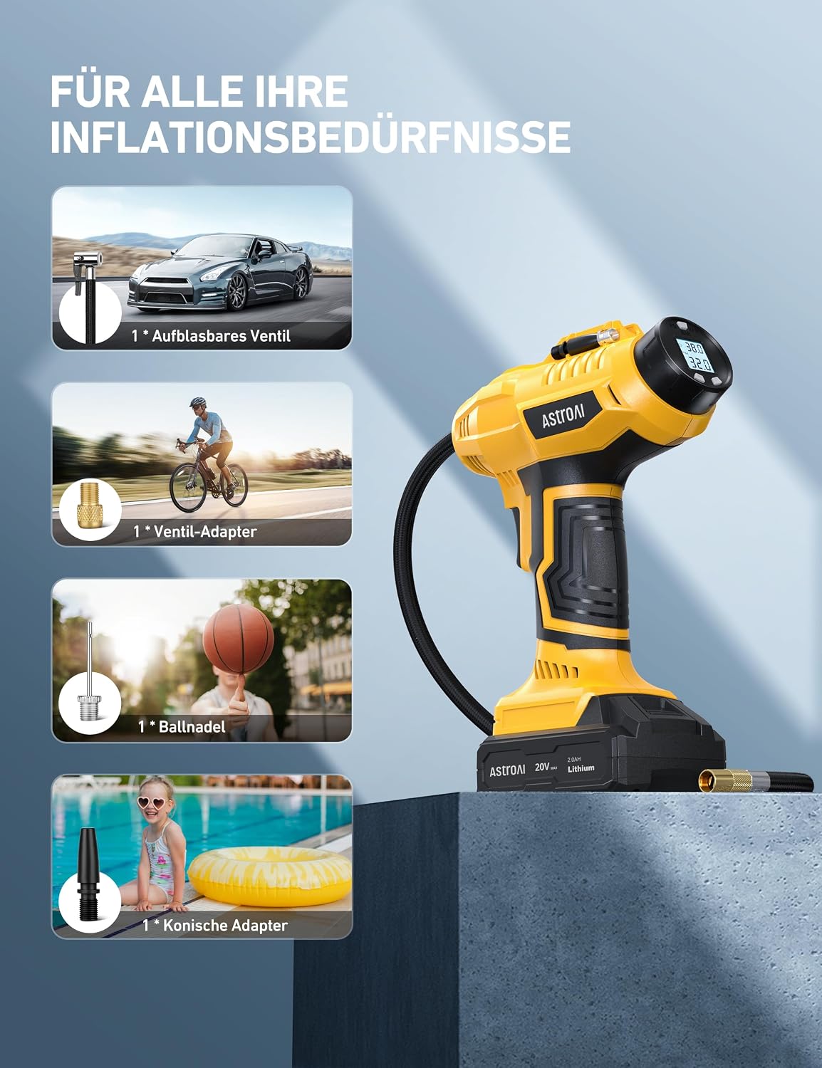 Thumbnail 5 de AstroAI 2-in-1 Metallzylinder Luftkompressor 160 PSI