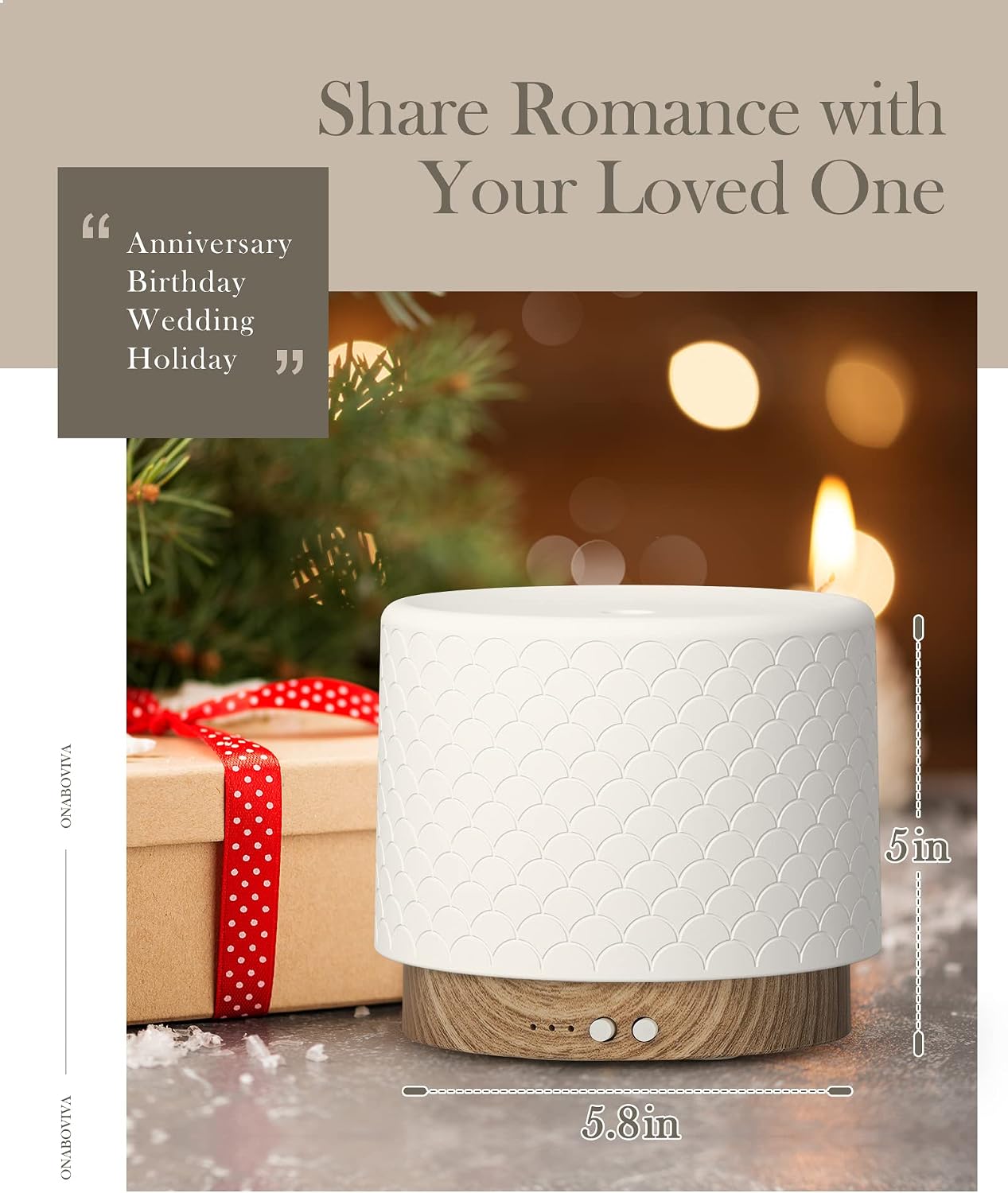 Thumbnail 6 de Onaboviva M5 Ceramic Essential Oil Diffuser, 280 ml Cool Mist with Timer