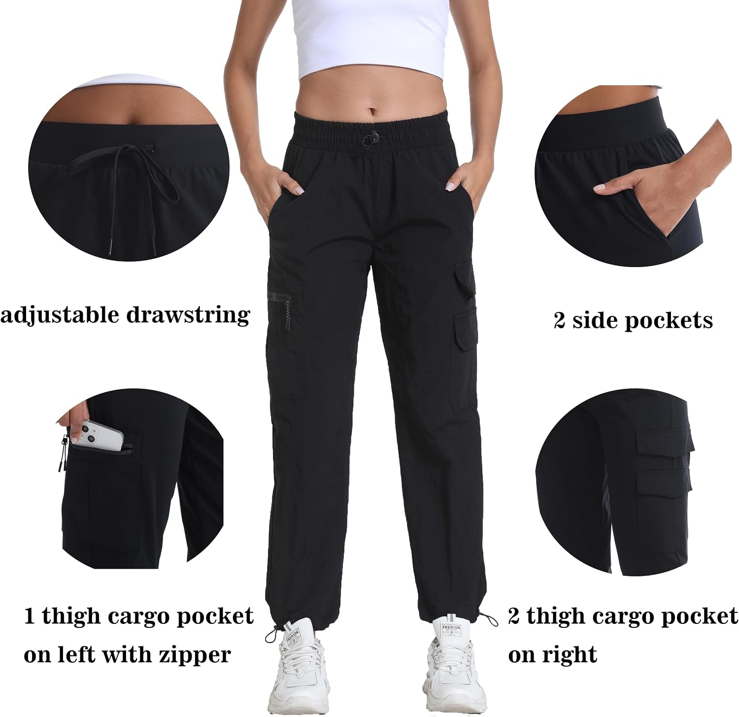 Detalle de Yoglegins Women's Lightweight Hiking Joggers with Pockets