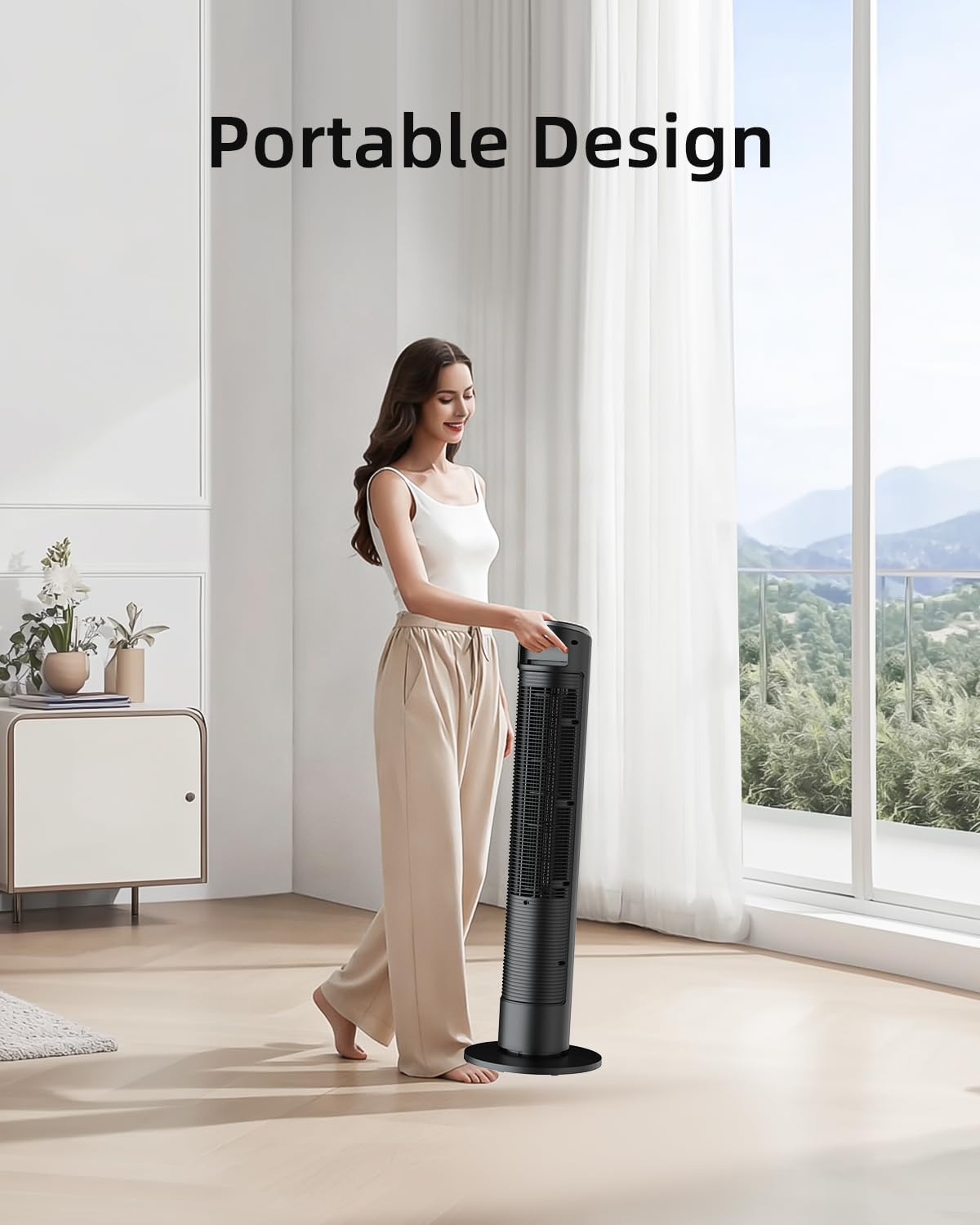 Thumbnail 5 de Ateroll Silent Tower Fan – 90° Oscillating Bladeless Fan with Remote, 4 Speeds, 3 Modes and 12H Timer