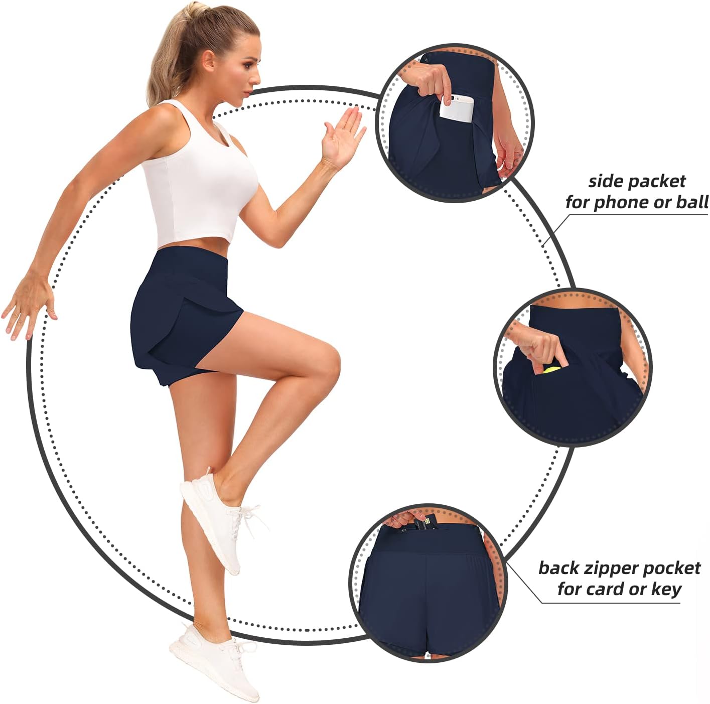 Detalle de Tincini Women’s 2 in 1 Shorts – Summer Running & Gym Wear