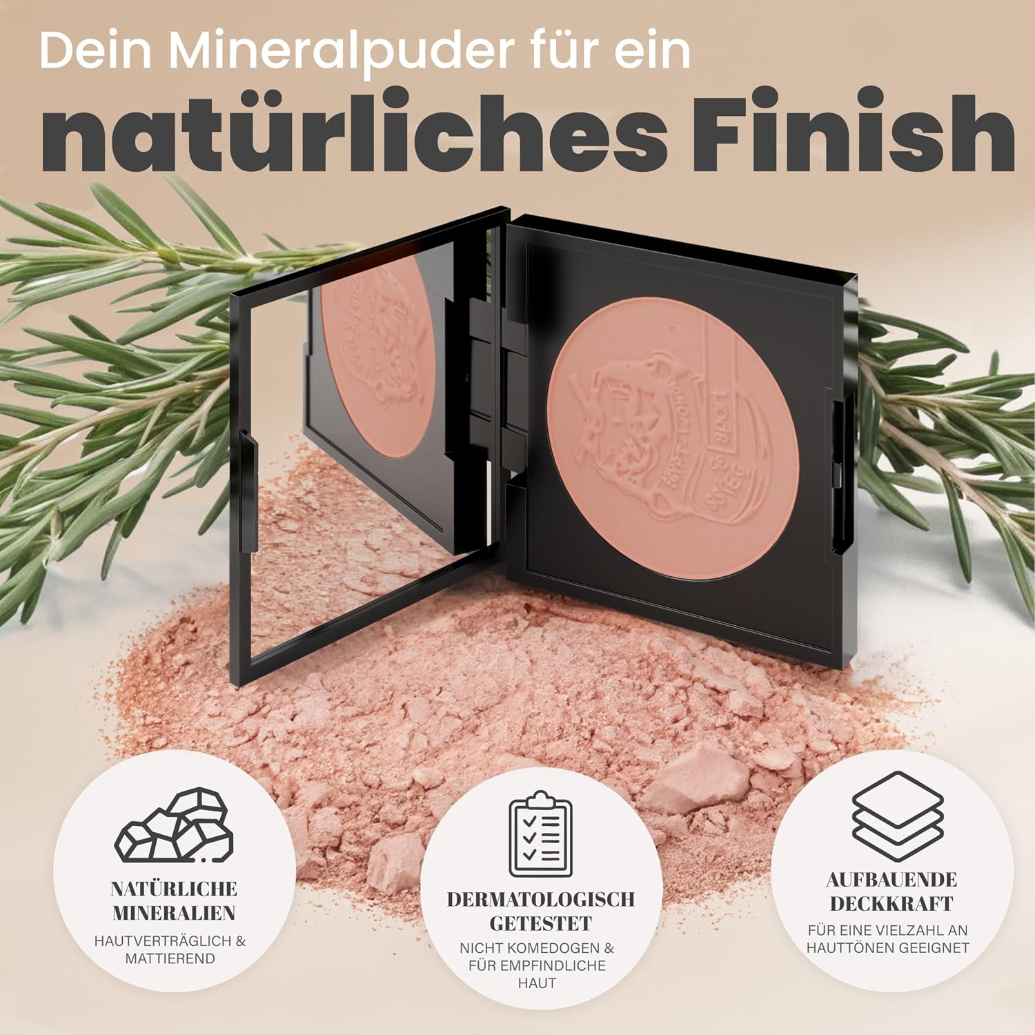Detalle de EGYPT-WONDER Compact Single Matt Puder – Mineralpuder für einen ebenmäßigen, matten Teint (10 g)