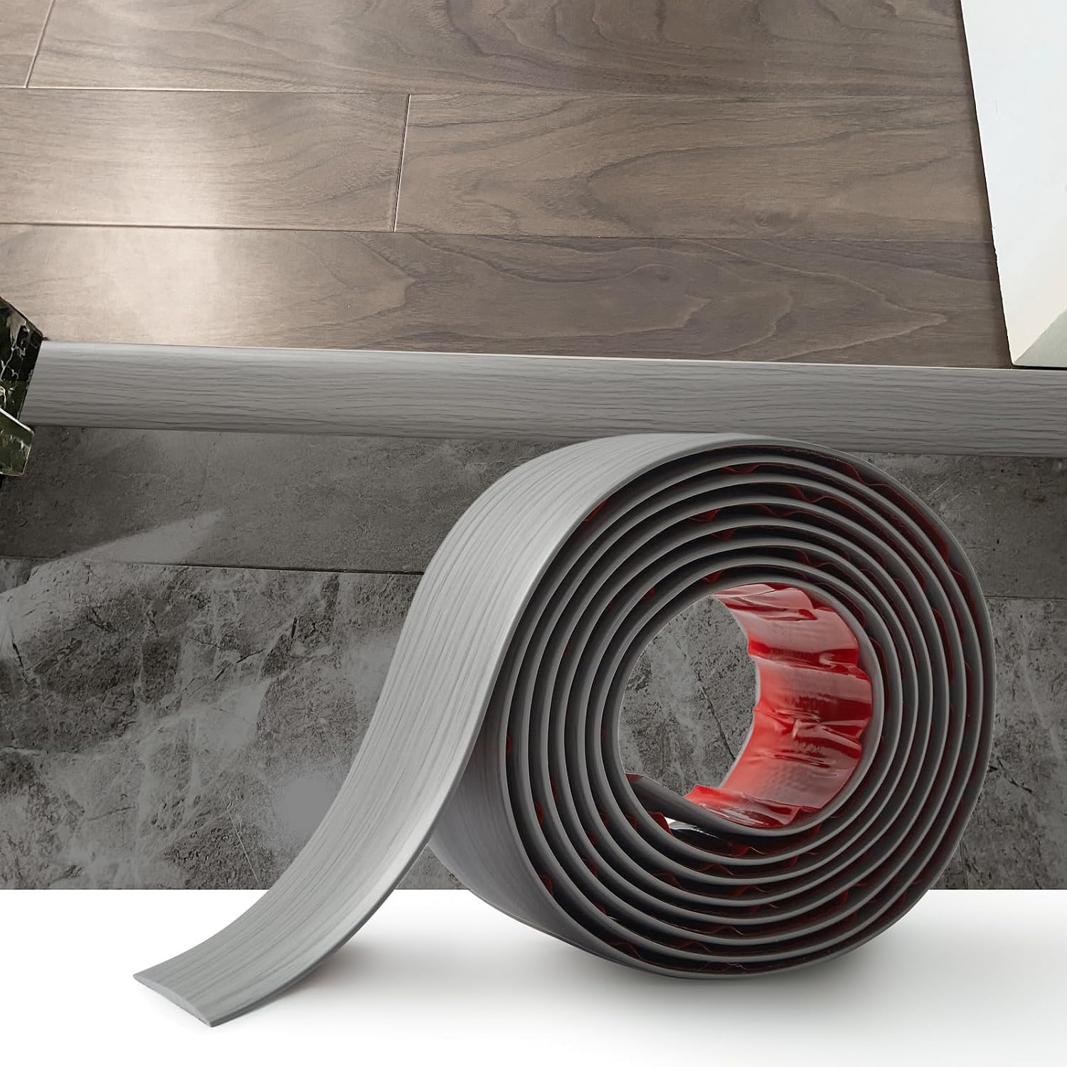 Detalle de PVC floor transition strip 10m, 4cm grey