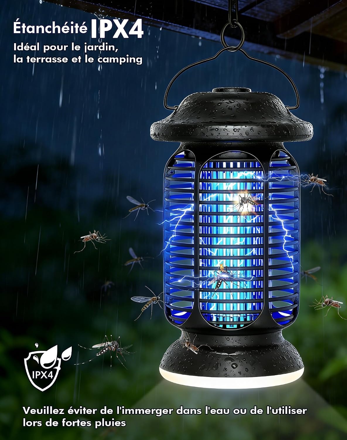 Thumbnail 4 de Regevo Lampe Anti Moustique 4000V – Zapper UV et Lampe LED, IPX4