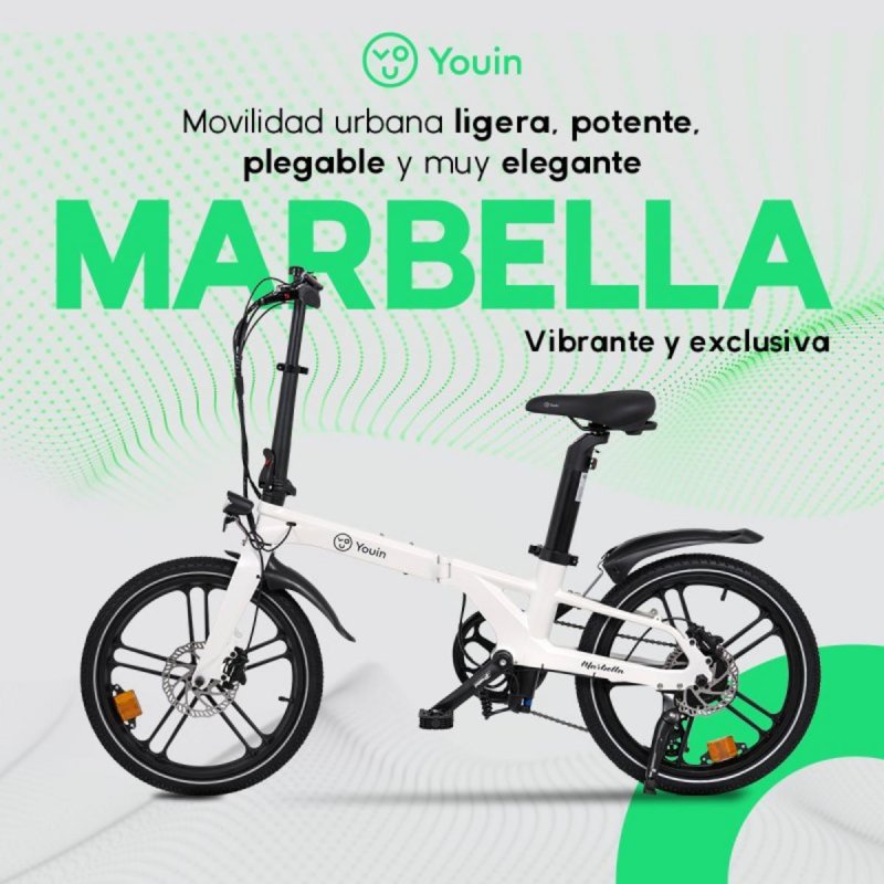 Detalle 2 de YOUIN Marbella BK1350: bicicleta eléctrica urbana plegable con batería extraíble y 7 velocidades