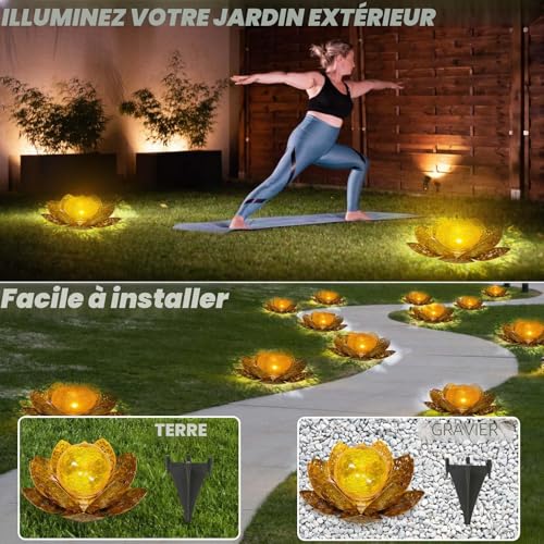 Detalle de ORHOMELIFE Lampe Solaire Lotus – Éclairage créatif pour jardin et terrasse