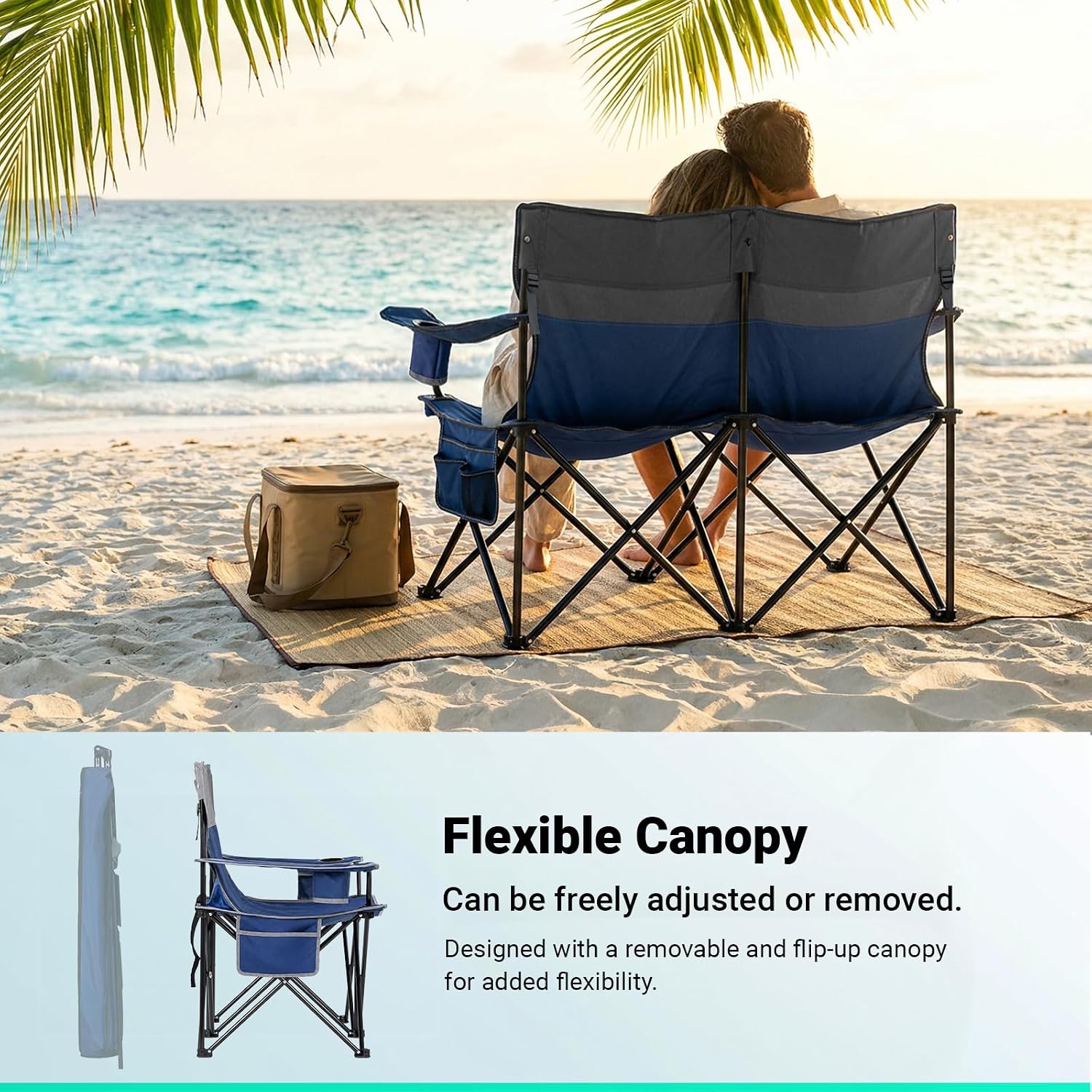 Thumbnail 4 de OVERMONT OM001936 Double Camping Loveseat with Adjustable Canopy