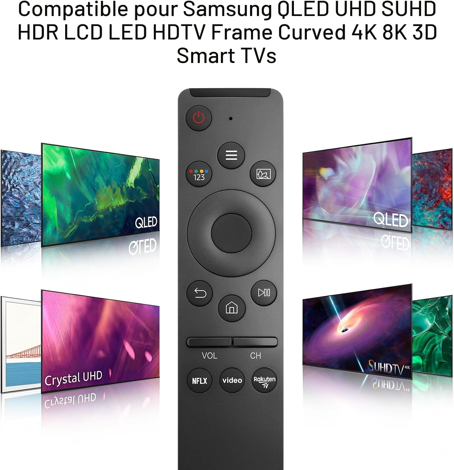 Detalle de Télécommande universelle de remplacement pour Samsung Smart TV (QLED, UHD, SUHD) – compatible séries et références indiquées