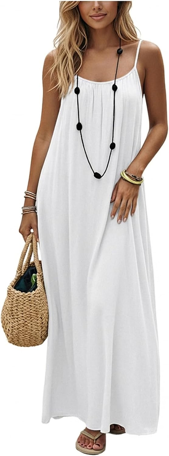 Detalle de SHENHE Women's Open Back Spaghetti Strap Beach Maxi Dress