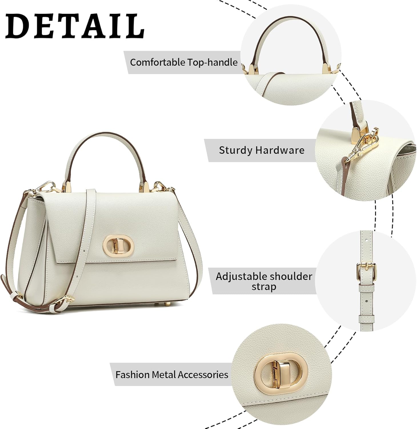 Thumbnail 3 de Quipuda Leather Handbag for Women – Crossbody & Shoulder Bag with Removable Strap
