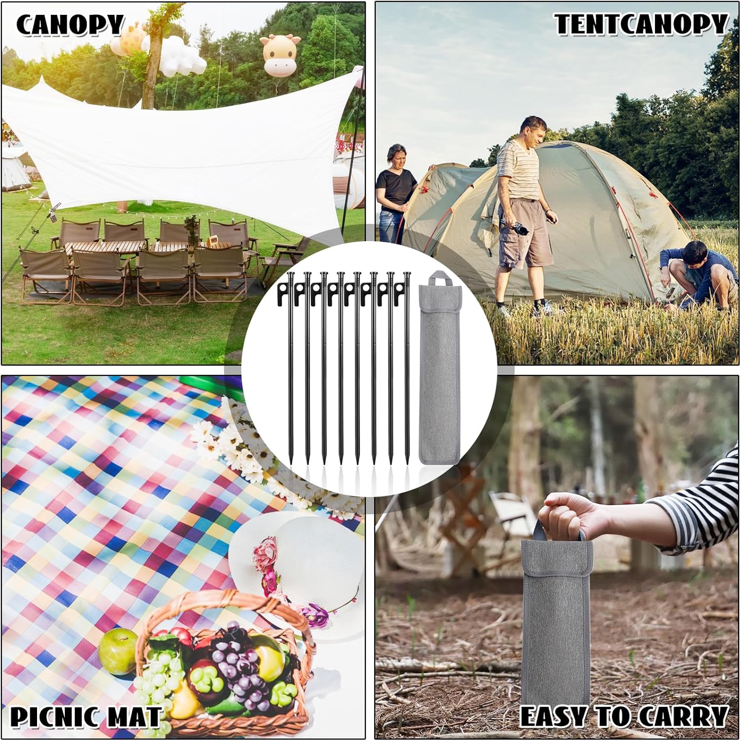 Thumbnail 2 de Goldmiky Zeltheringe Stahl Erdanker 30 cm – stabile Heringe mit Haken und Loch