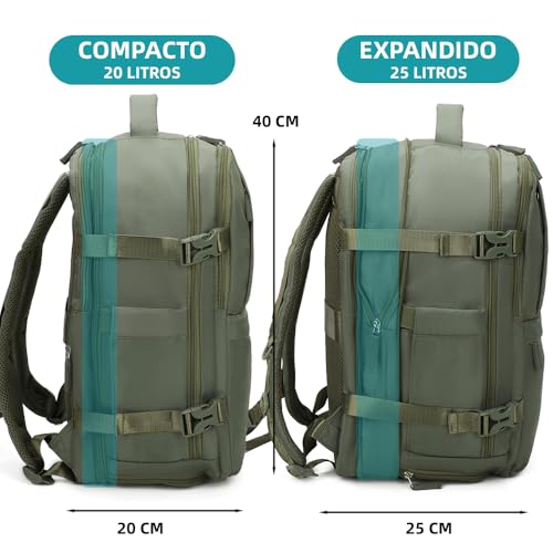 Thumbnail 1 de 1990s Mochila cabina expandible 40x25x25 Verde Militar