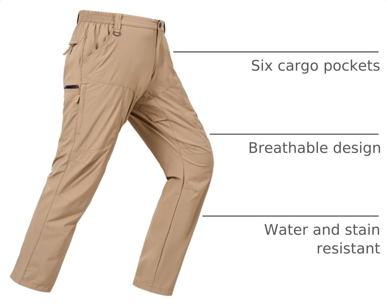 Detalle de SPOSULEI Mens Lightweight Cargo Hiking Outdoor Pants