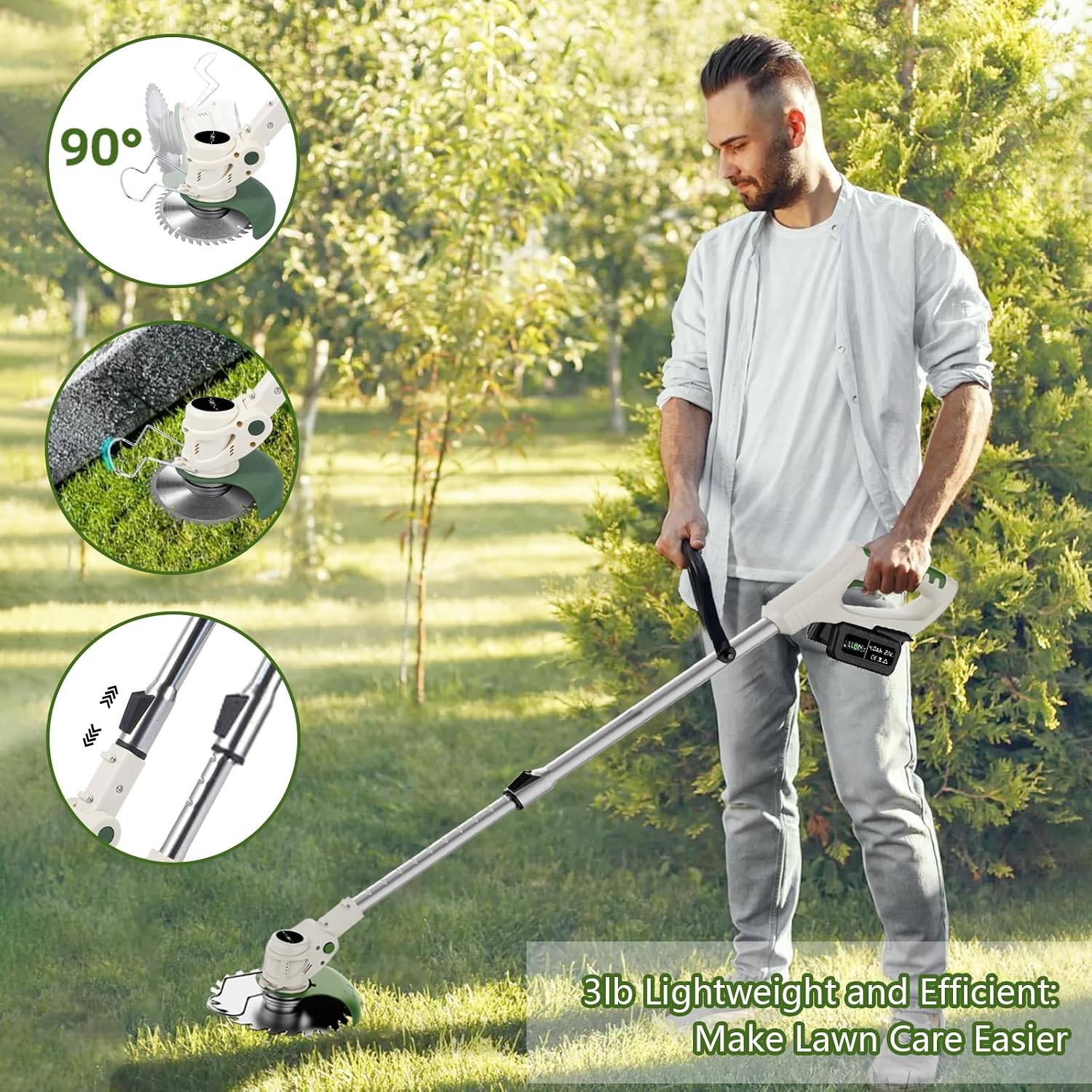 Detalle 2 de Cordless Grass Trimmer with Metal Blades (allOne 21V) – 3-in-1 stringless strimmer with 2 x 4.0Ah batteries