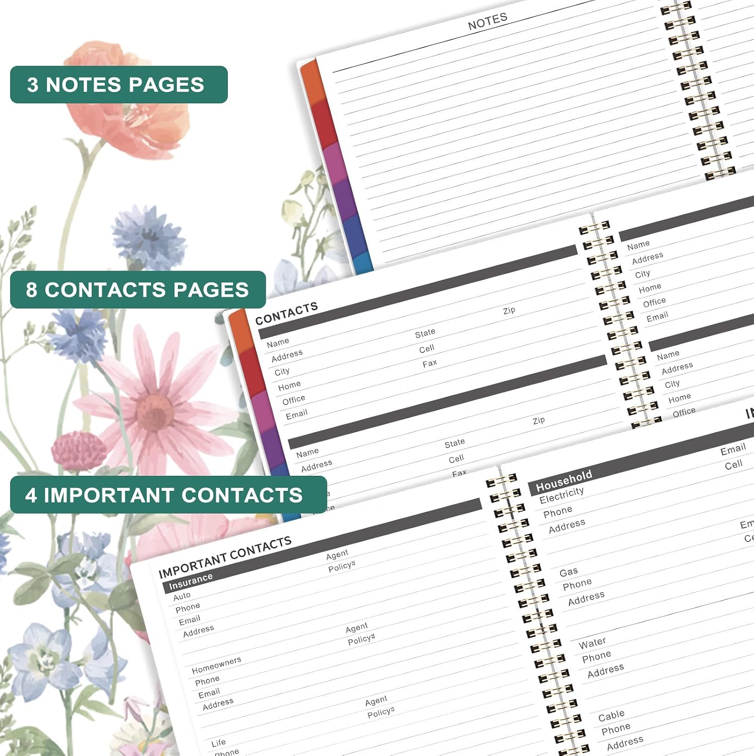 Thumbnail 3 de Planrage PRA5DAH3NY47Z25 3-Year Monthly Planner, Floral, 2027–2029