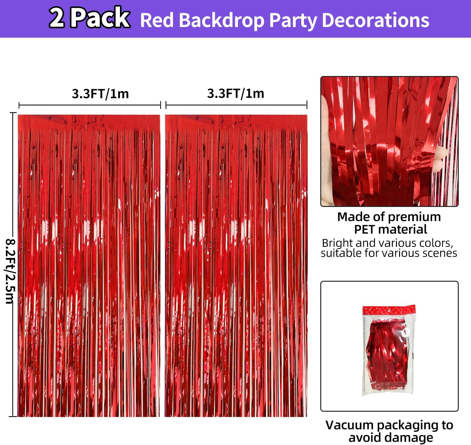 Detalle de JINSUI Red Fringe Backdrop 3.3x8.2ft