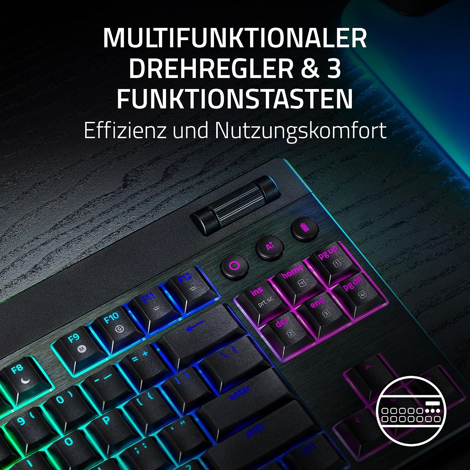 Detalle de Razer BlackWidow V4 Tenkeyless HyperSpeed Low Profile – kabellose mechanische Tastatur mit Hot-Swap, US-Layout