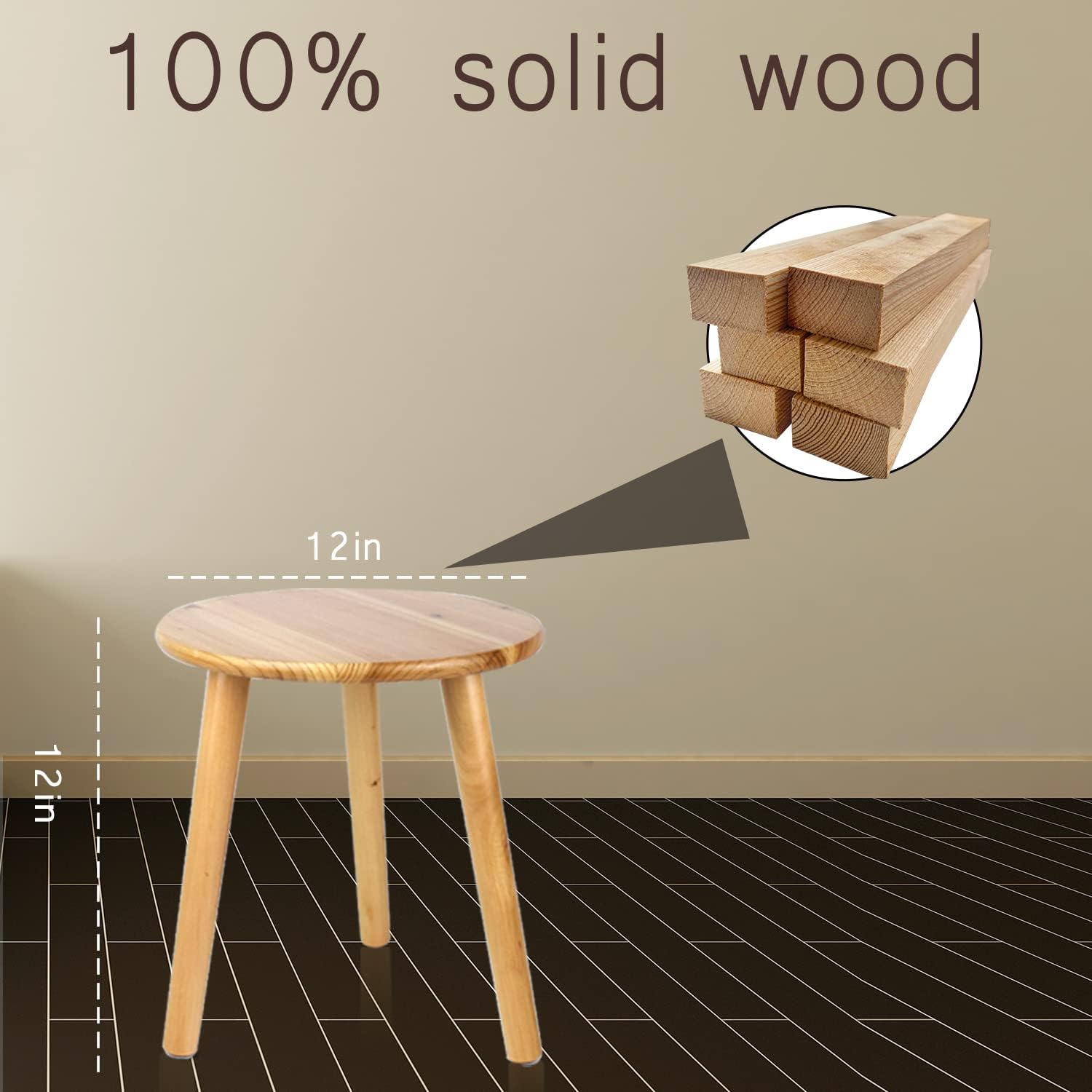 Detalle de Ethuh 12-Inch Round Wooden Plant Stand and Small Side Table