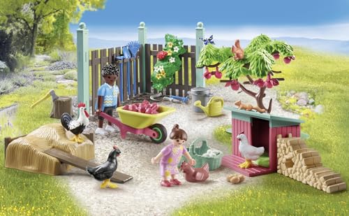 Detalle de PLAYMOBIL myLife 71510 Corral de pollos para niños