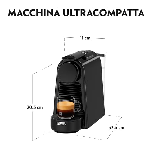 Detalle de Nespresso Essenza Mini EN85.B di DeLonghi: compatta ed elegante, pronta per espresso a casa