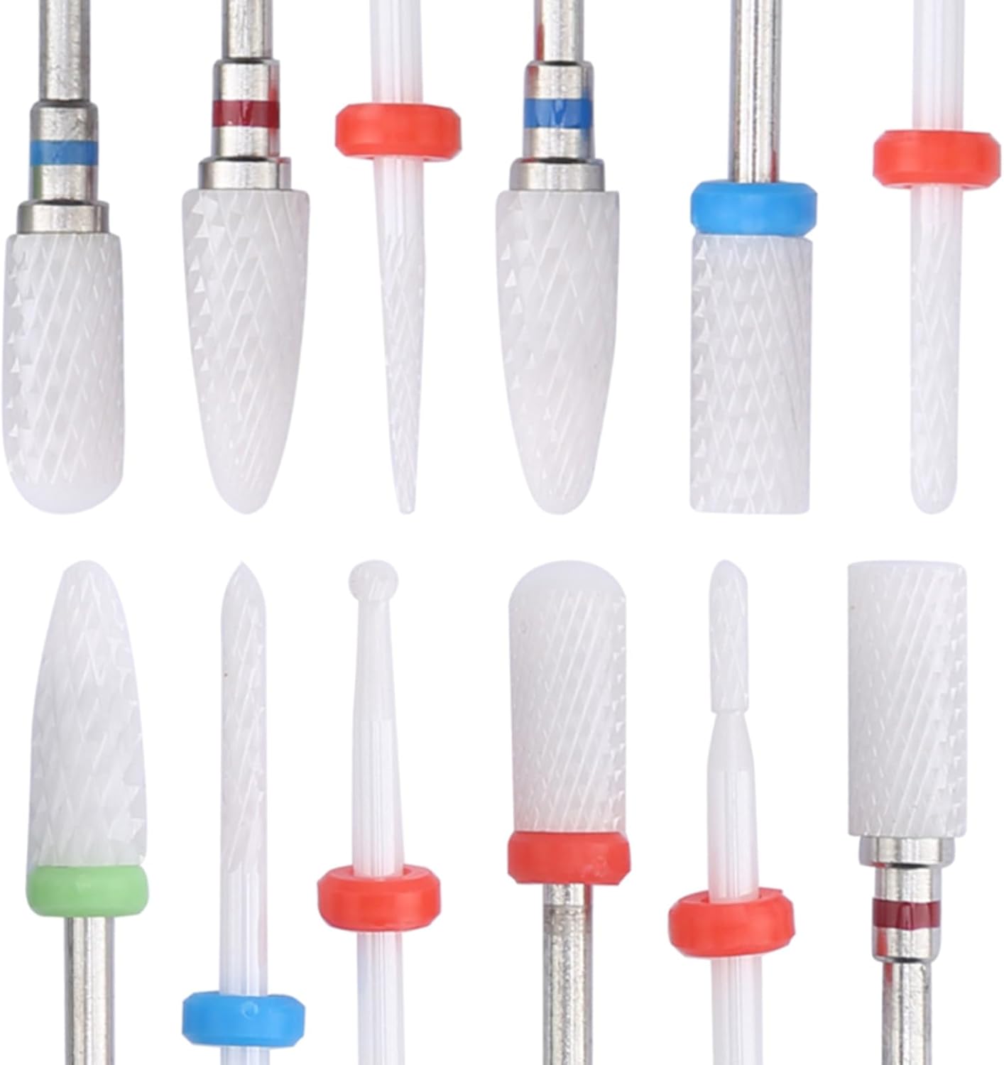 Detalle de 12 pezzi Ceramica Fresa Trapano per Rimuovere la Pelle Morta delle Unghie – Set Professionale per manicure/pedicure