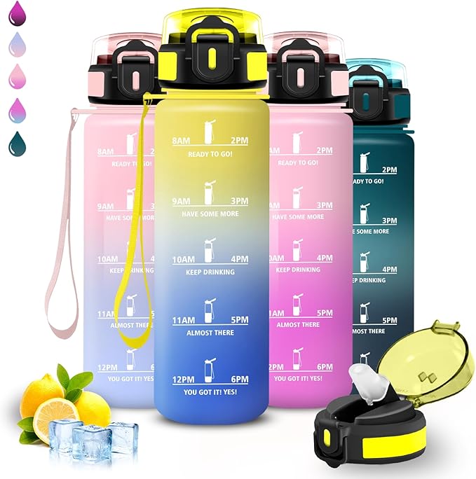 Detalle de Botella de Agua 1L - APrueba Fugas, Tapa Segura, Deportes 🚰