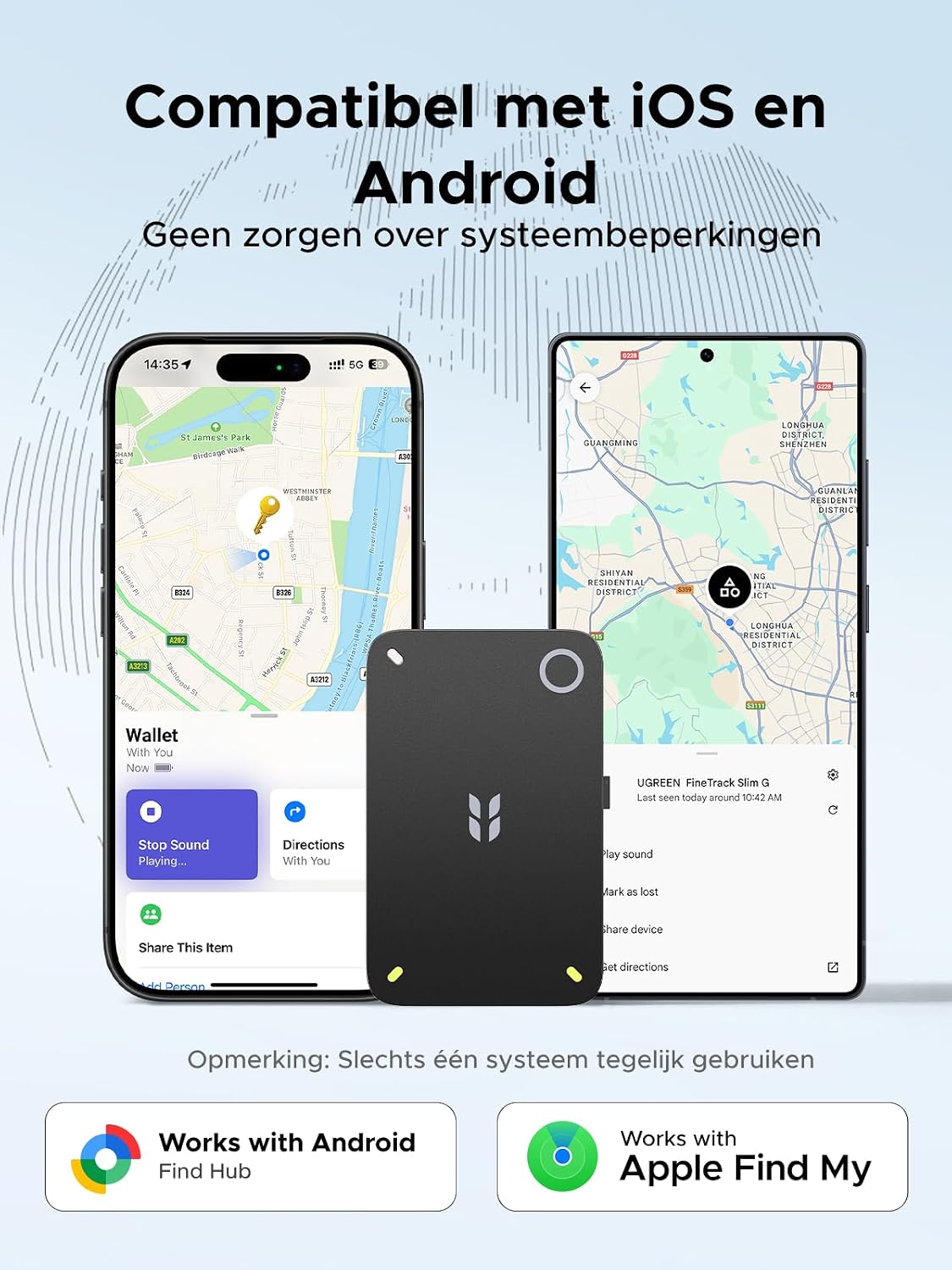 Detalle 2 de UGREEN FineTrack Slim Duo 2 kaarttracker, 1,9 mm dun met RFID-bescherming