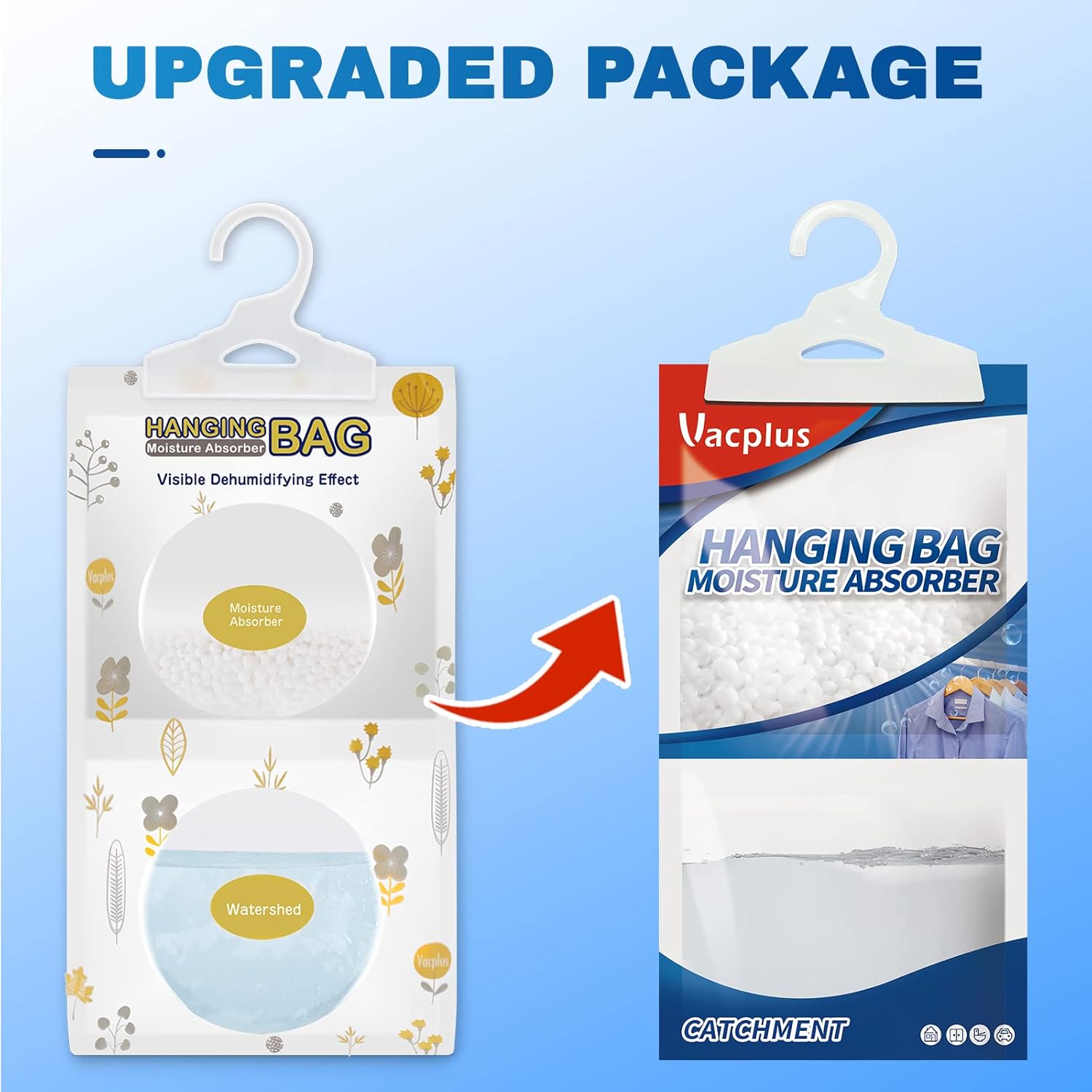 Detalle 2 de Vacplus Moisture Absorbers Packets, Fragrance Free 20 Pack – Hanging Dehumidifier Bags
