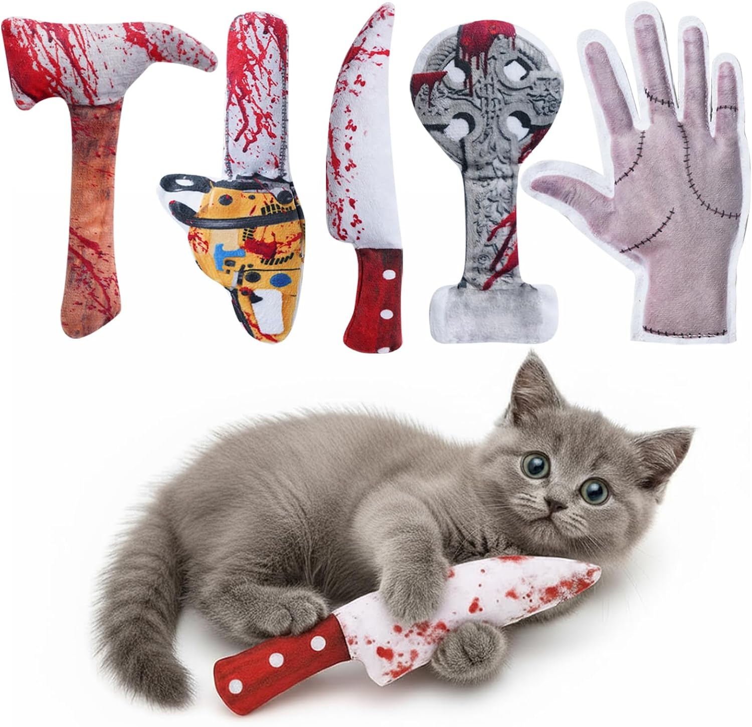 Detalle de PURETOY CT-5PC Halloween Catnip Toys, 5-Piece Crinkle Cat Toy Set