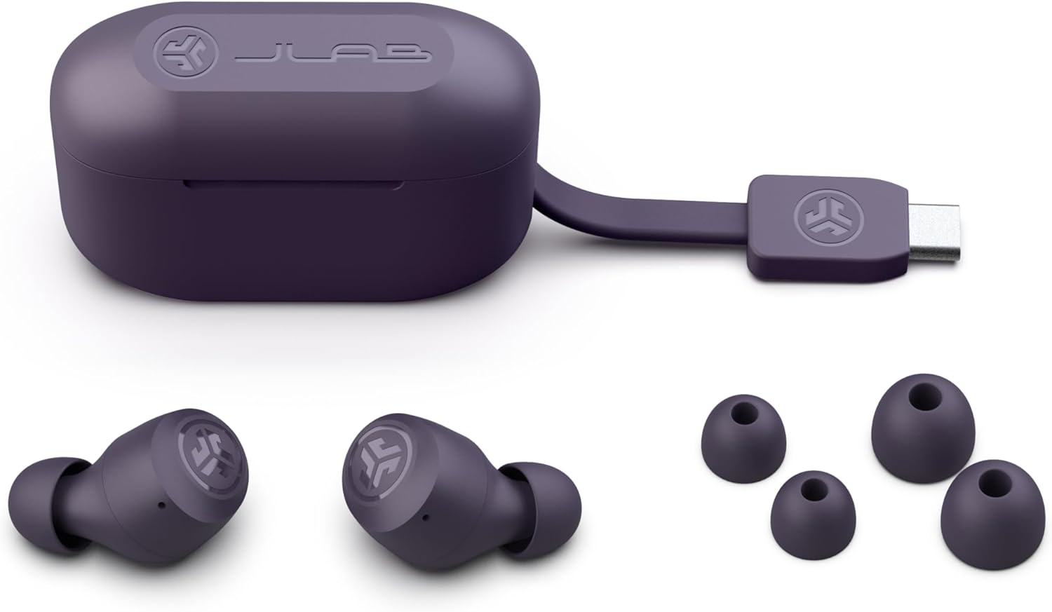 Thumbnail 1 de JLab Go Air Pop+ – Écouteurs Bluetooth true wireless intra-auriculaires violets avec micro et autonomie 35+ heures