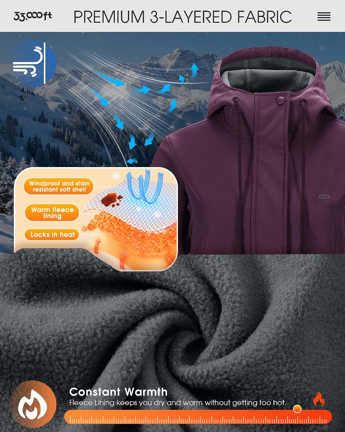 Detalle 2 de 33,000ft softshell jacket 8000MM waterproof