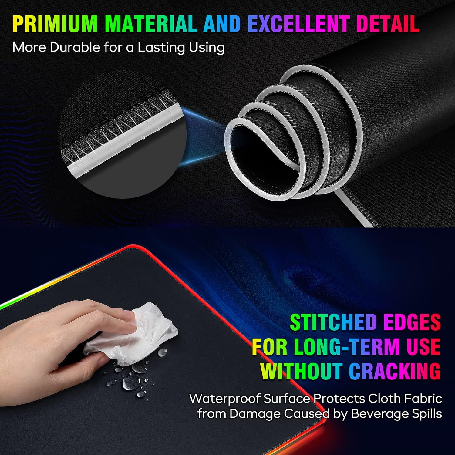 Thumbnail 6 de Gimars RGB Gaming Mouse Pad XL (800x300x5mm) – Large, Non-Slip with 12 LED Modes