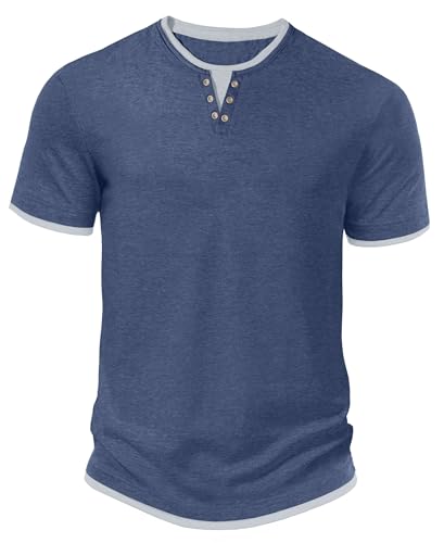Detalle de Hisir Camiseta de Verano para Hombre: Manga corta, cuello redondo y bloques de color