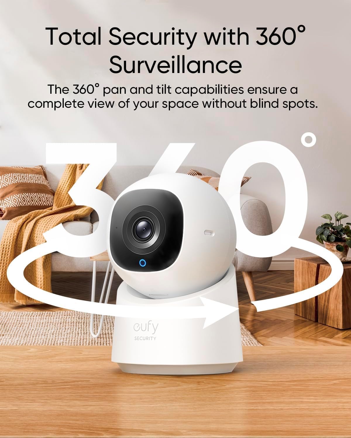 Detalle 2 de eufy Security C220 Indoor Camera, 2K, 360° Pan and Tilt, AI Human Detection