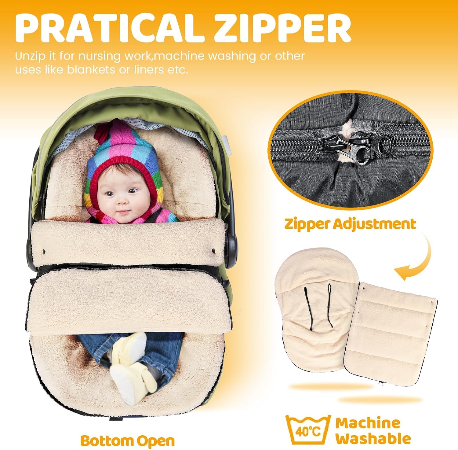 Detalle 2 de Orzbow Baby Car Seat Footmuff — waterproof, cosy pram cover