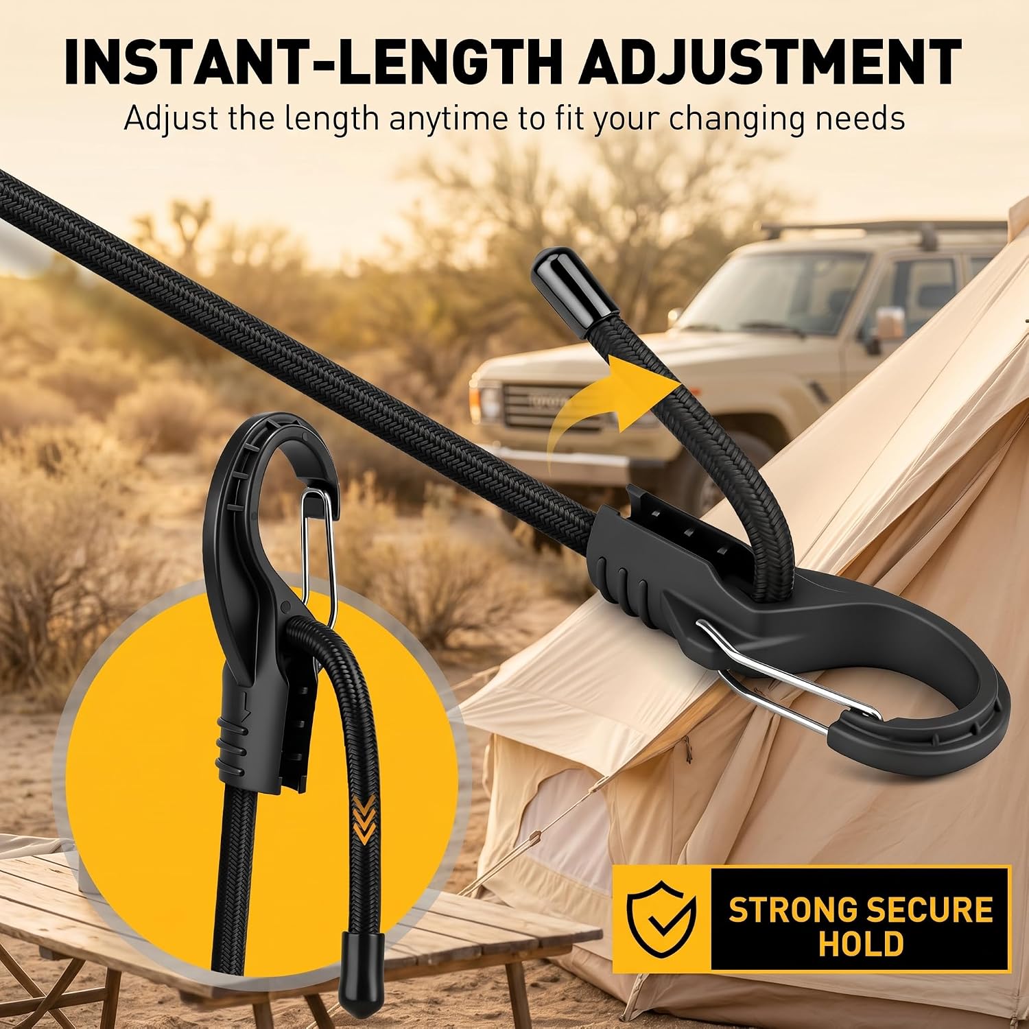 Detalle 1 de ELEAD 32-Piece Adjustable Bungee Cord Set with Carabiner Hooks