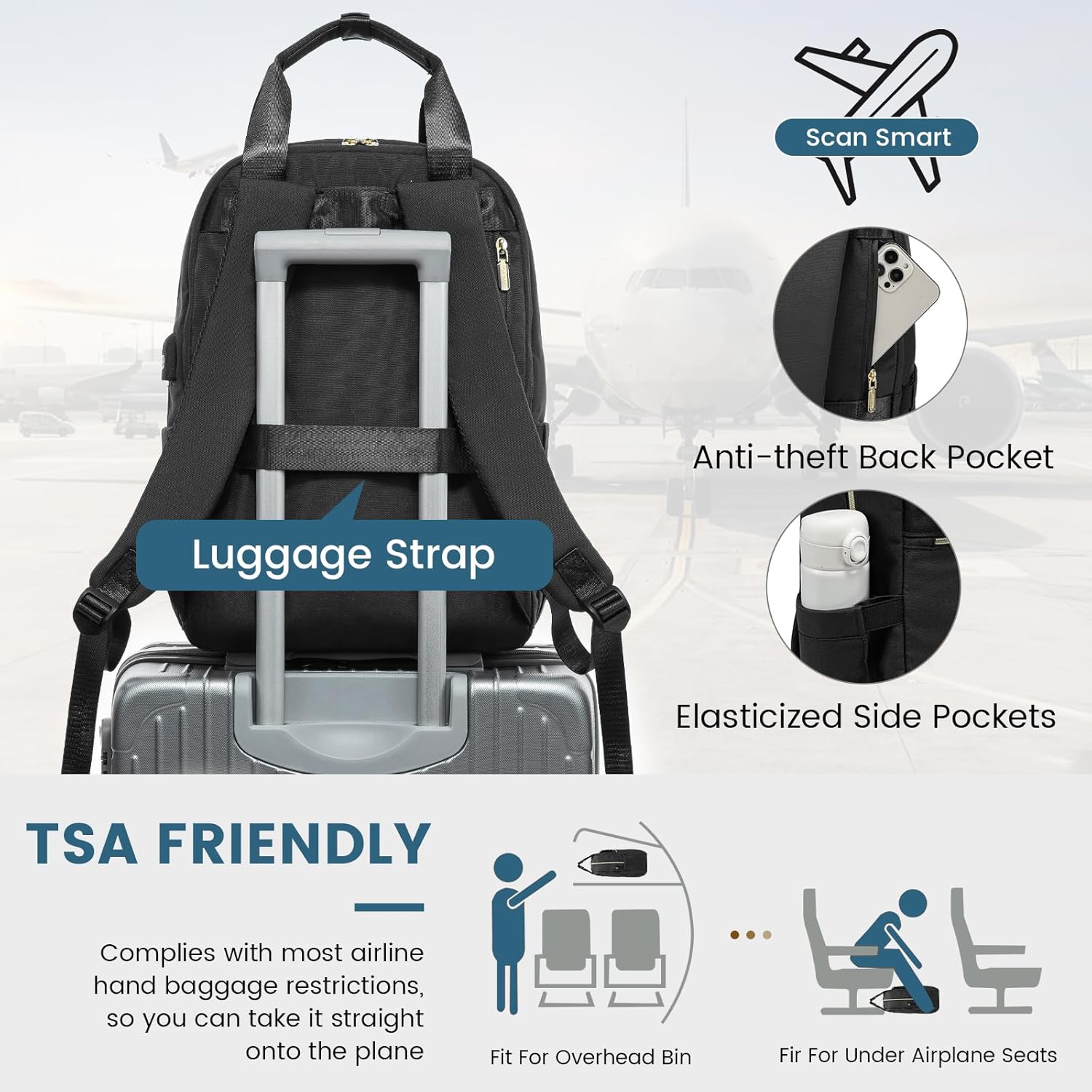 Thumbnail 6 de LOVEVOOK Laptop Rucksack 15,6 Zoll für Damen
