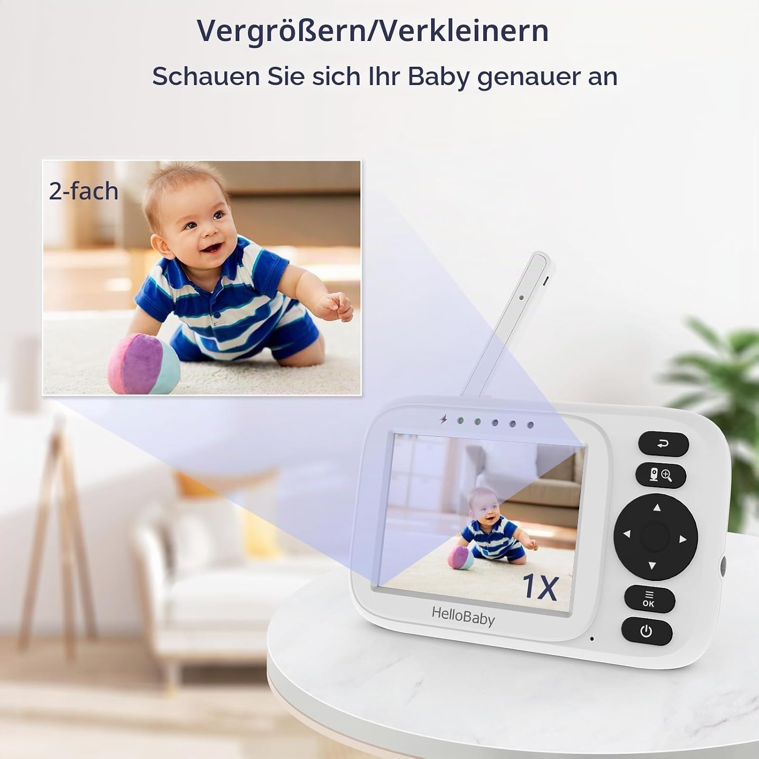 Thumbnail 6 de HelloBaby HB2438 Babyphone mit Kamera – kabelgebundene Übertragung, 3,2 Zoll Display