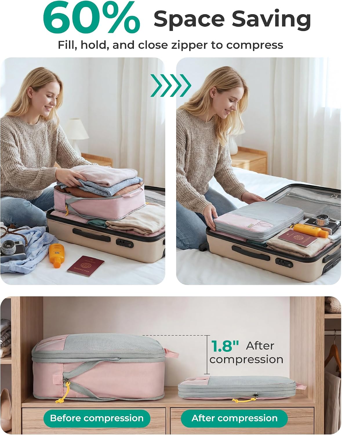 Thumbnail 2 de BAGSMART Compression Packing Cubes 6-piece