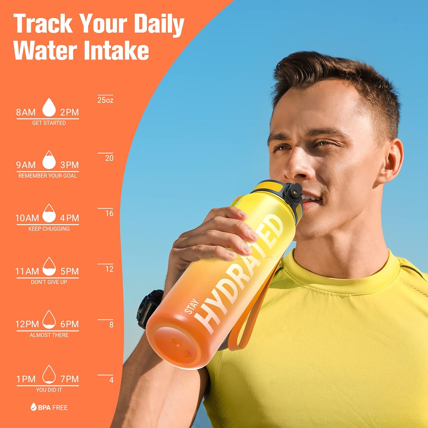 Detalle de Sahara Sailor WBW005 Tritan Sports Water Bottle, 25oz with Time Markers