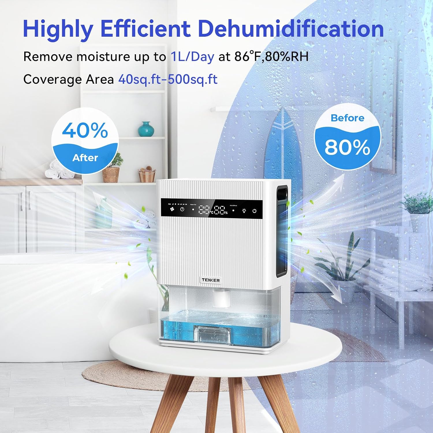 Detalle 2 de Tenker Dehumidifier 3L with Digital Display