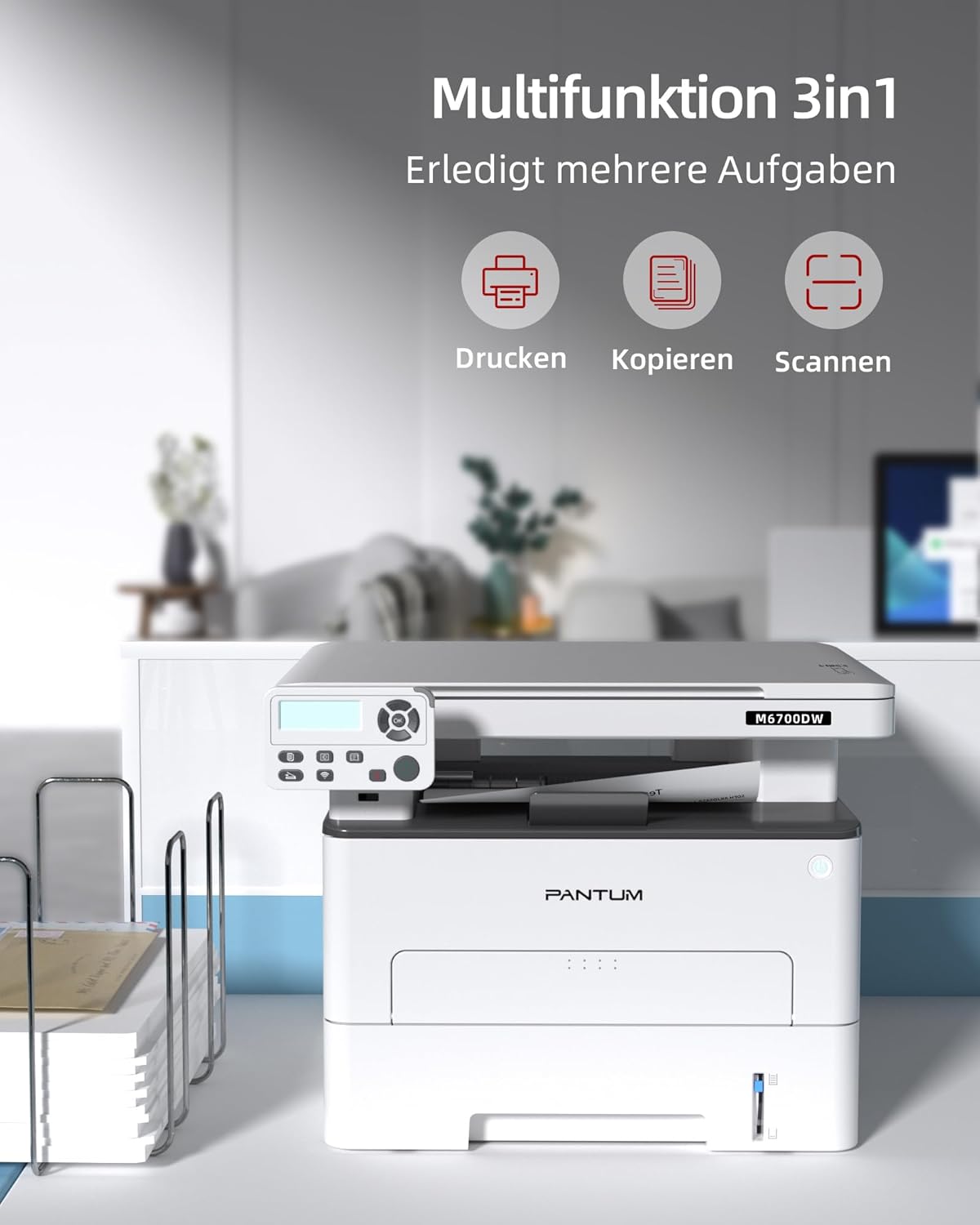 Detalle de PANTUM M6700DW: Multifunktionslaserdrucker mit Duplex, WLAN & 30 Seiten/Minute